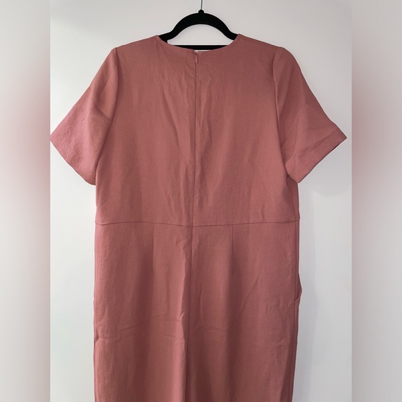 Hatch Rose Pink Maternity V Neck Short Sleeve Zipper Pocket Jumpsuit Size 1, S - Picture 4 of 8